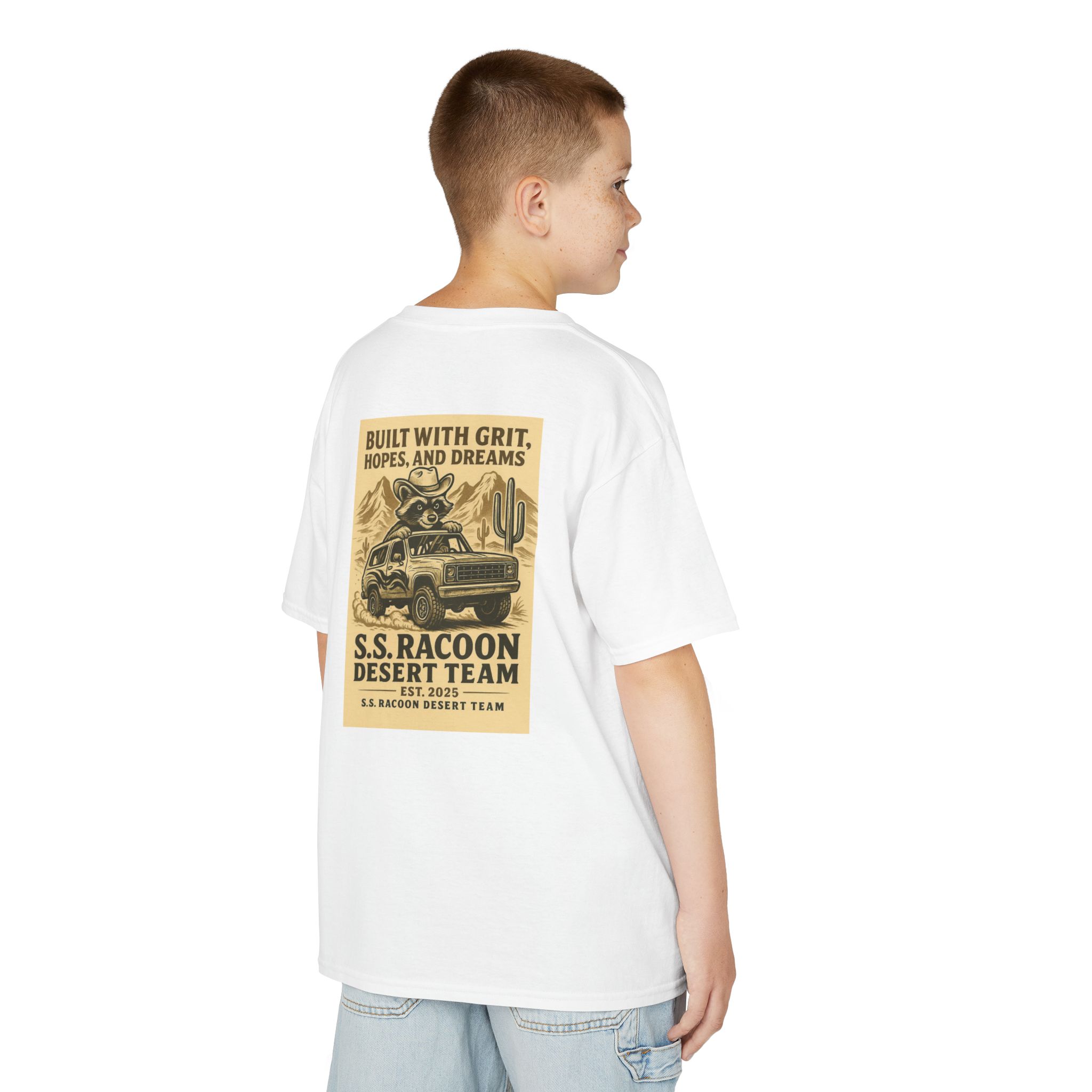 KIDS SS. RACOON DESERT RACING TEAM SHIRT - WHERE GRIT MEETS DREAMS ππ¦ - Image 4